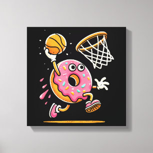 Funny Donut Dunking Basketball Food Champ Sports D Canvas Print