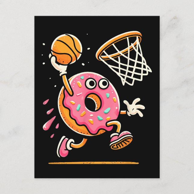 Funny Donut Dunking Basketball Food Champ Sports D Enclosure Card (Front)
