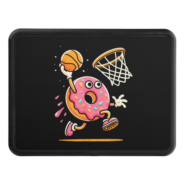 Funny Donut Dunking Basketball Food Champ Sports D Hitch Cover (Front)