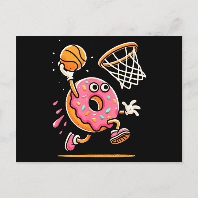 Funny Donut Dunking Basketball Food Champ Sports D Holiday Postcard (Front)