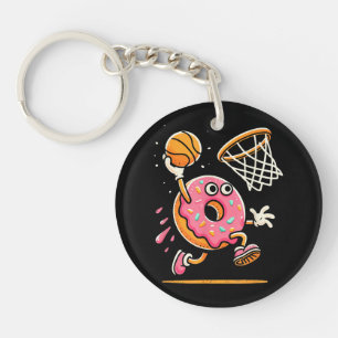 Funny Donut Dunking Basketball Food Champ Sports D Keychain
