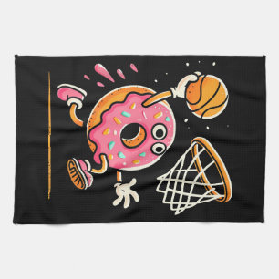Funny Donut Dunking Basketball Food Champ Sports D Kitchen Towel
