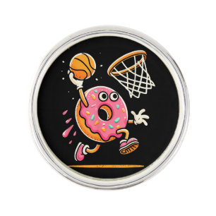 Funny Donut Dunking Basketball Food Champ Sports D Lapel Pin