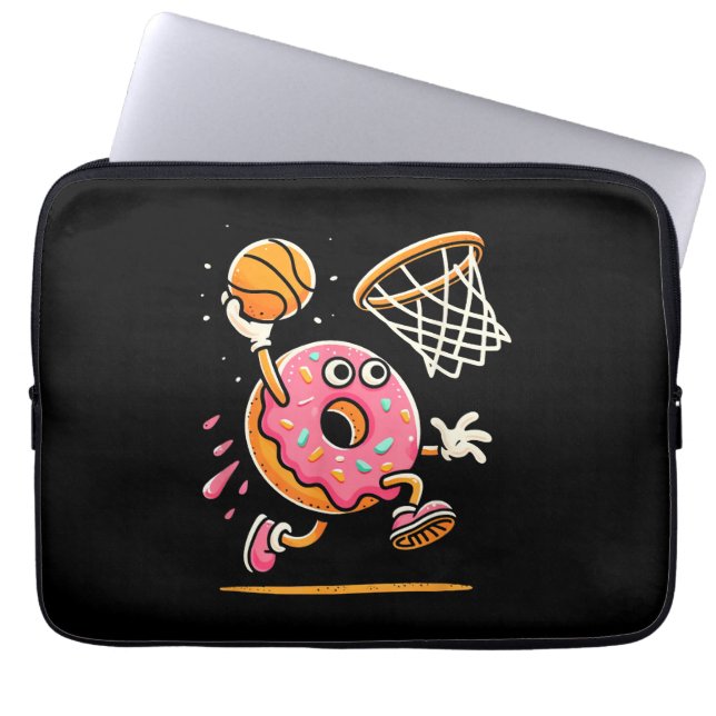 Funny Donut Dunking Basketball Food Champ Sports D Laptop Sleeve (Front)