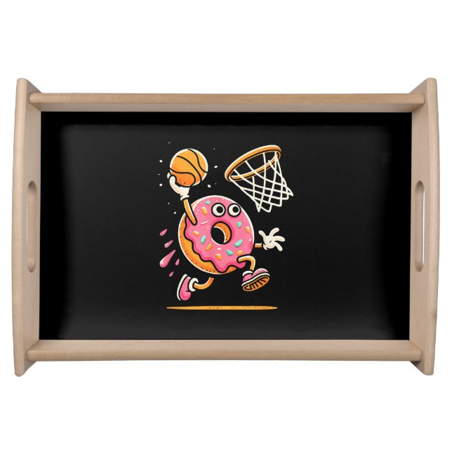 Funny Donut Dunking Basketball Food Champ Sports D Serving Tray (Front)