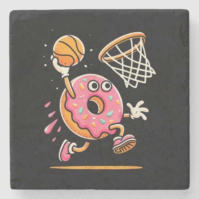 Funny Donut Dunking Basketball Food Champ Sports D Stone Coaster (Front)