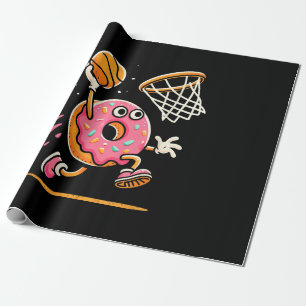Funny Donut Dunking Basketball Food Champ Sports D Wrapping Paper