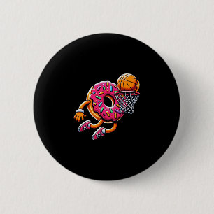 Funny Donut Dunking Sketll Food Champ Sports Donut Button