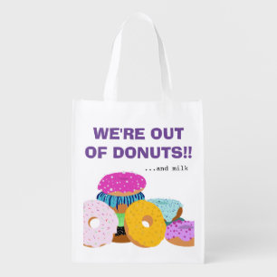 Funny Donut Lovers and Milk Reminder Grocery Bag