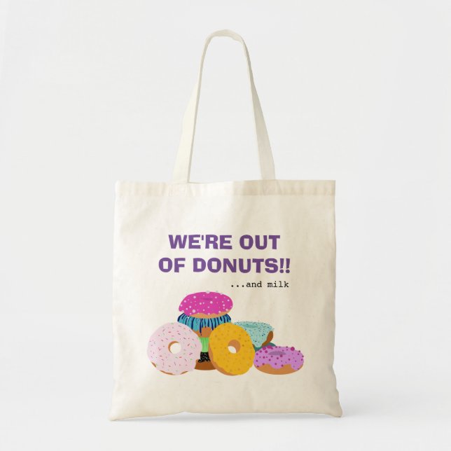 Funny Donut Lovers and Milk Reminder Tote Bag (Front)
