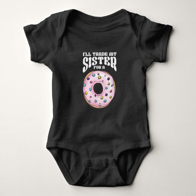 Funny Donut loving Son Brother Foodie Baby Bodysuit (Front)