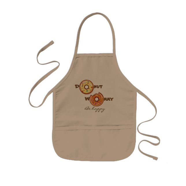 Funny "Donut worry, be happy" Kids' Apron (Front)