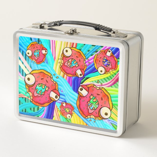 Funny Donut Zombie Design Metal Lunch Box (Front)