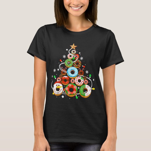 Funny Donuts Christmas Tree Lights Xmas Pjs Boys K T-Shirt (Front)