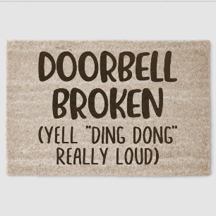 Funny Doorbell Broken Yell Ding-Dong Fiber Doormat