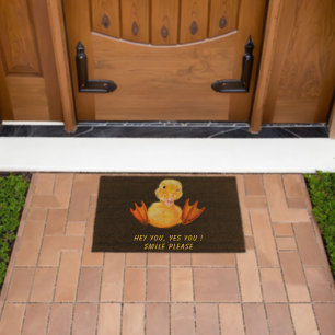 Funny Doormat Happy Happy Duck - Custom Text Fiber Doormat