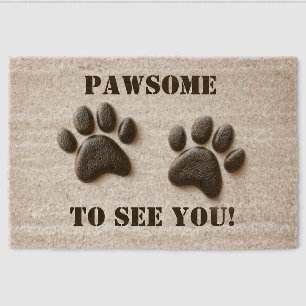 Funny Doormat, Pawsome, Cat & Dog Lover, Coir Mat