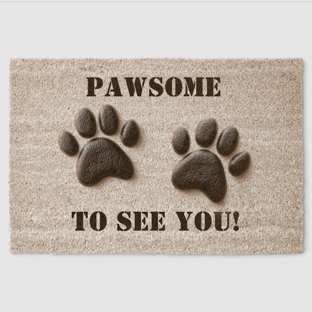 Funny Doormat, Pawsome, Cat & Dog Lover, Coir Mat (Front)