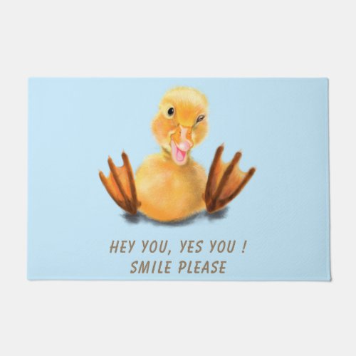 Funny Doormat with Happy Duck Smile _ Custom Text
