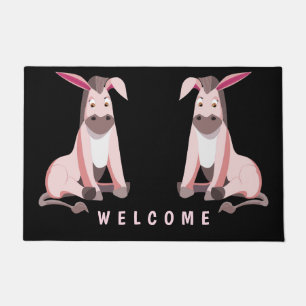 Funny Doormat with Pink Donkey - Welcome
