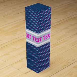 Funny Dots Pattern blue pink + your text Wine Gift Box