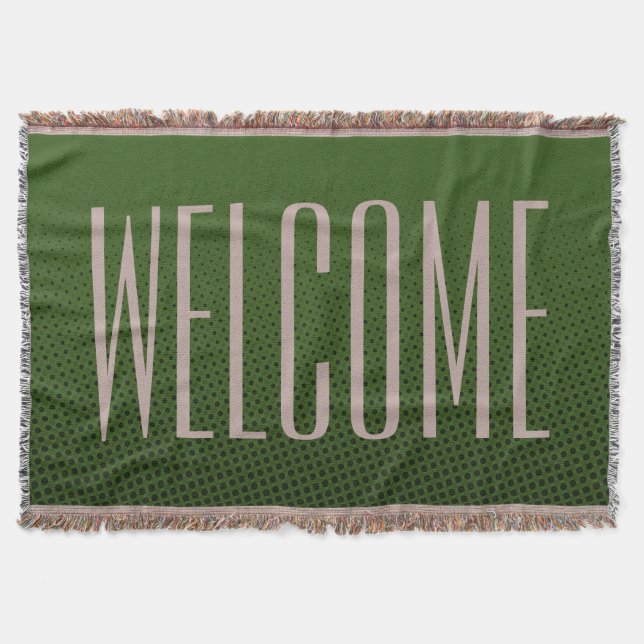 Funny Dots Pattern dark green + your text Throw Blanket (Front)