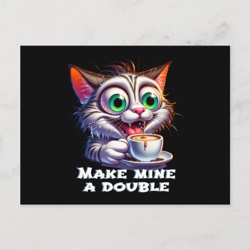 Funny Double Espresso Cat Postcard