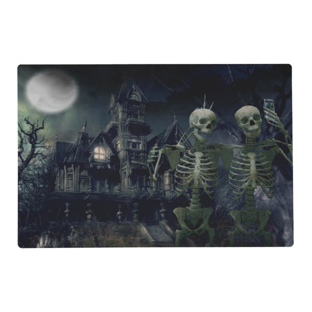 Funny Double Sided Skeleton Selfie Placemat (Front)