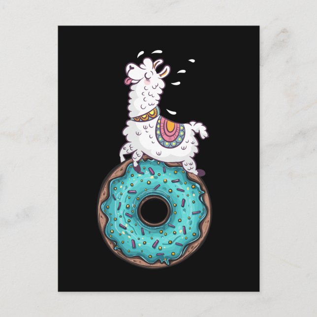 Funny Doughnut Llama Alpaca Donut Postcard (Front)
