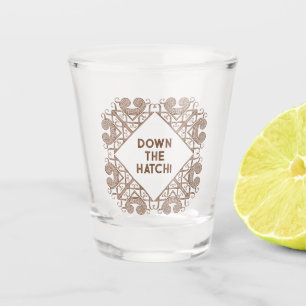 Funny Down The Hatch! Add Text Celtic Border Art Shot Glass
