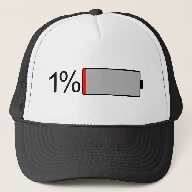 Funny Down to 1% Battery Left Trucker Hat (Front)