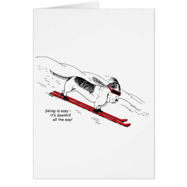 Funny Downhill Skiing Dog Greeting Card (Front)