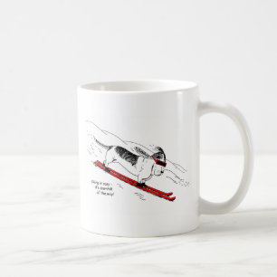 Funny Downhill Skiing Dog Mug