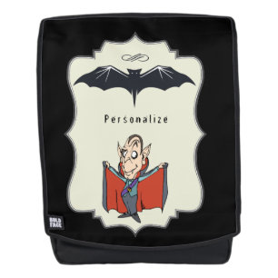 Funny Dracula with Cape & Flying Bat Personalize Backpack