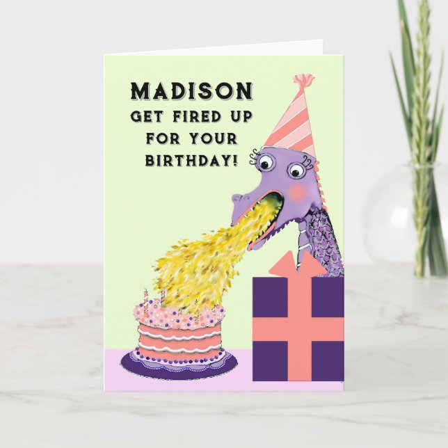 Funny Dragon Birthday Card (Front)