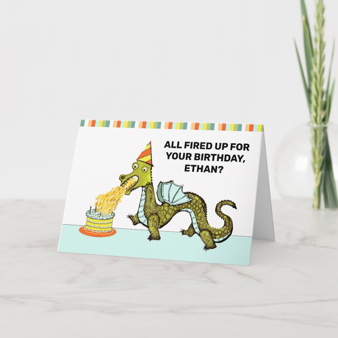 funny dragon birthday card Zazzle