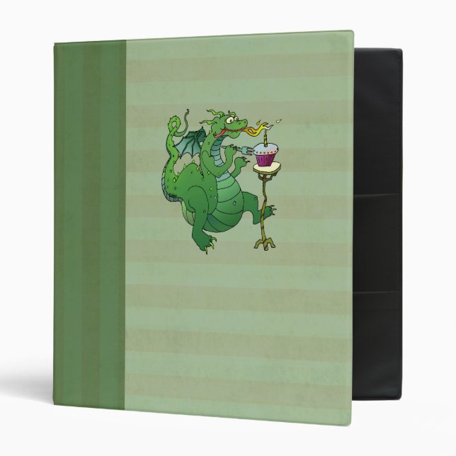 Funny Dragon Blowing Birthday Candles 3 Ring Binder (Front/Inside)