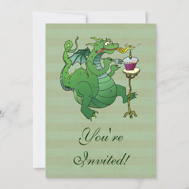 Funny Dragon Blowing Birthday Candles Invitation (Front)