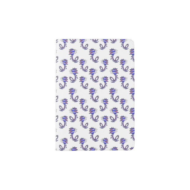 Funny Dragon Cartoon Style Drawing Pattern Passport Holder (Front)