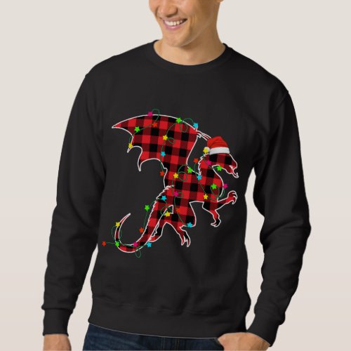 Funny Dragon Christmas Tree Red Plaid Xmas Animals Sweatshirt
