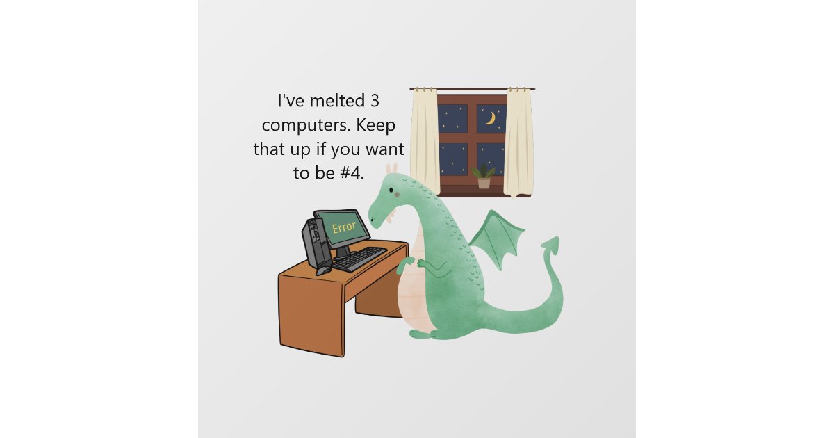 Funny Dragon Computer design Wall Decal | Zazzle
