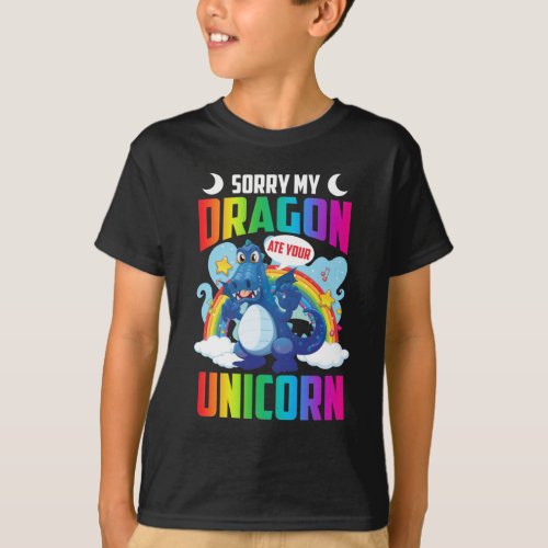 Funny Dragon eat Unicorn T_Shirt