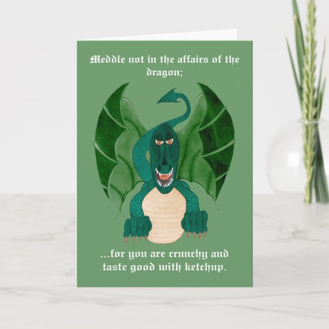 Funny Dragon Greetings Cards (Front)