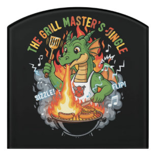  Funny Dragon Grill Master BBQ & Grilling Cartoon Door Sign
