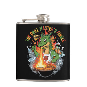  Funny Dragon Grill Master BBQ & Grilling Cartoon Flask