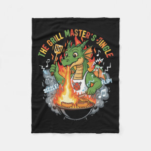 Funny Dragon Grill Master BBQ & Grilling Cartoon Fleece Blanket
