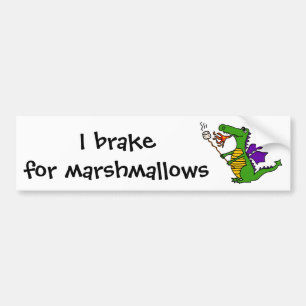 Funny Dragon Roasting Marshmallows Cartoon Bumper Sticker