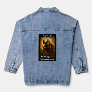Funny dragon slayer mead drinker humor fantasy art denim jacket