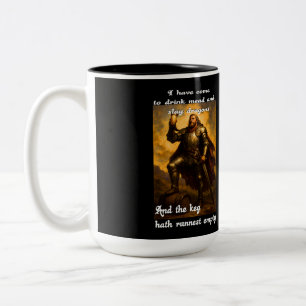 Funny dragon slayer mead drinker humor fantasy art Two-Tone coffee mug