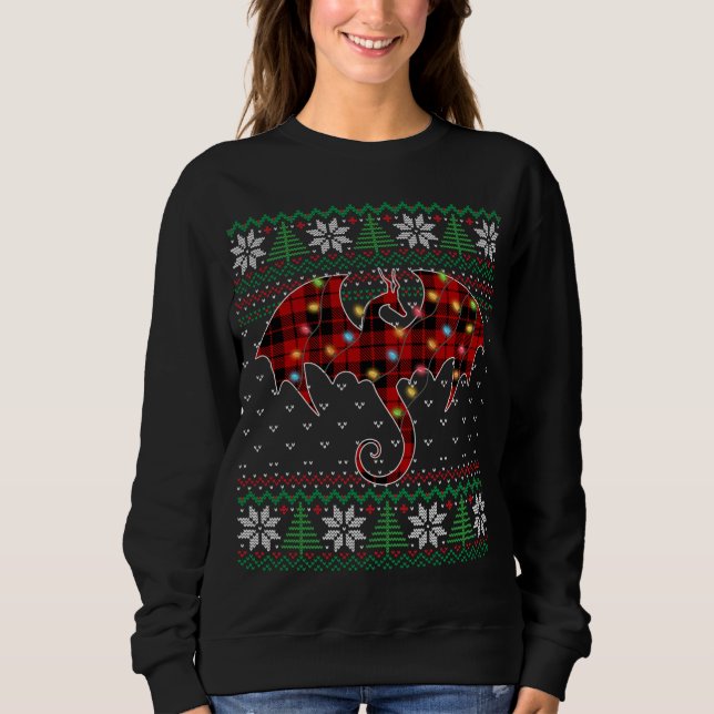 Funny Dragon Ugly Sweater Christmas Lights Dragon  (Front)